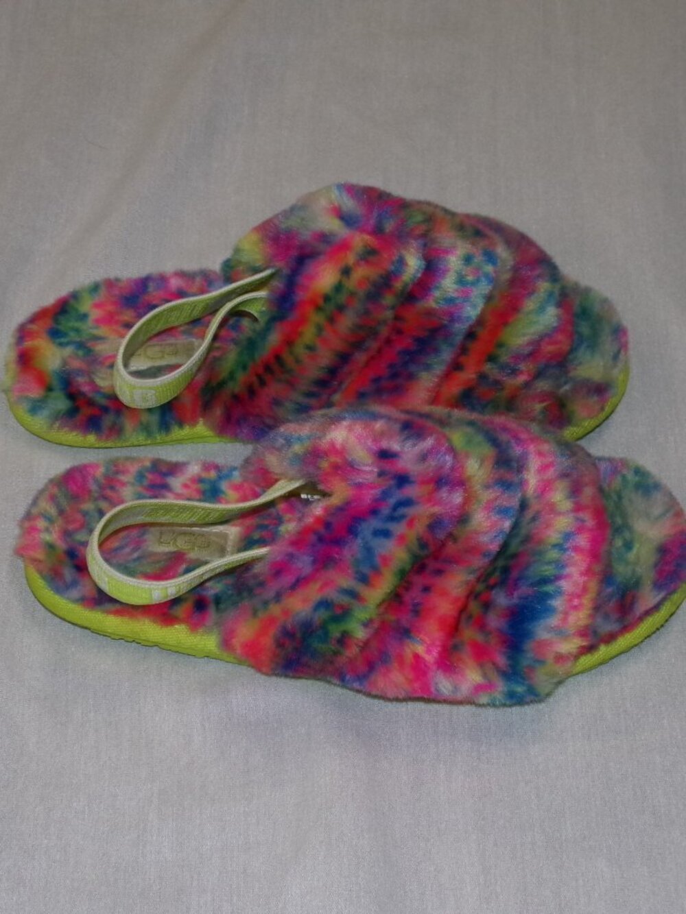 UGG Fluff Yeah Pixelate 1129072T Multicolor Slingback Slide Slippers Shoes sz 12